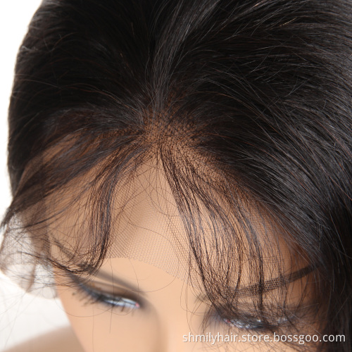 Shmily Natural 1b Color Brazilian Human Hair Lace Front Wig 360 Straight Wave Virgin Hair Cuticle Aligned 360 Lace Frontal Wig